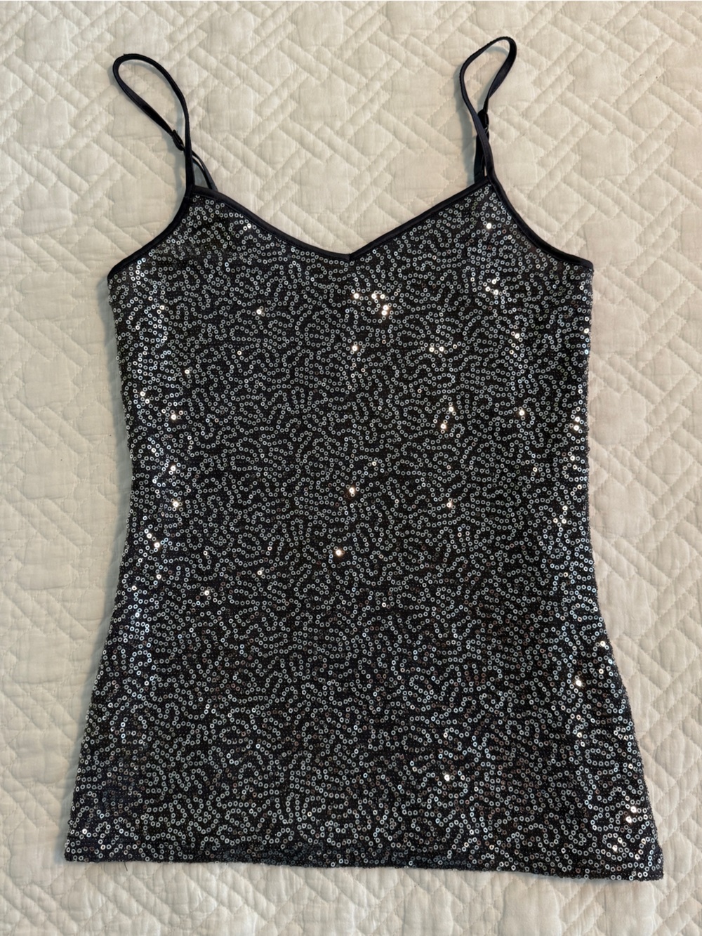 XS Express Silver Sequin Spaghetti Strap Cami